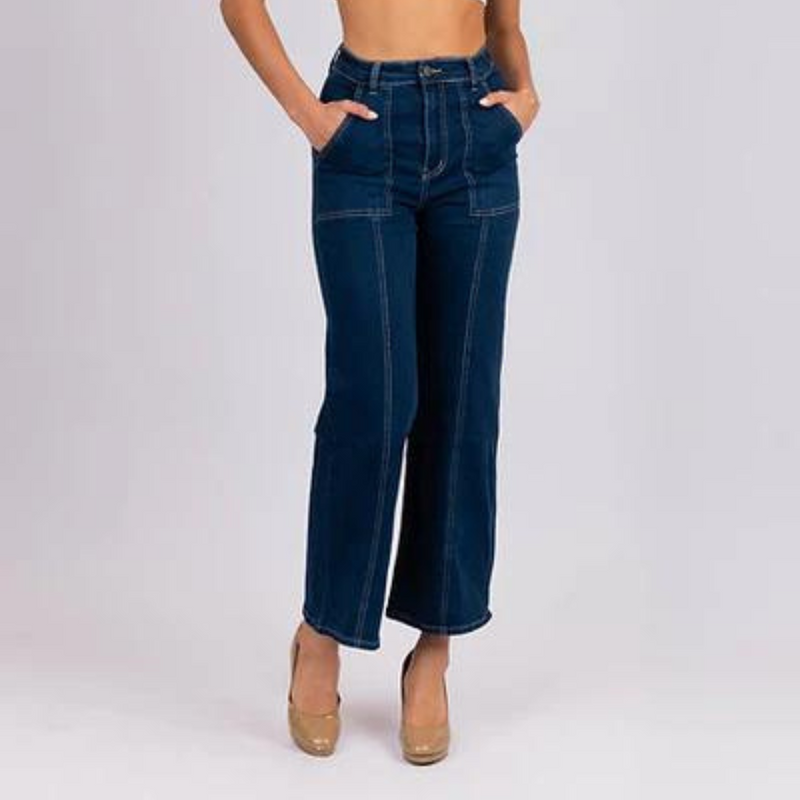 DENIM ~ Wide Leg Dark Blue with centre seam Denim