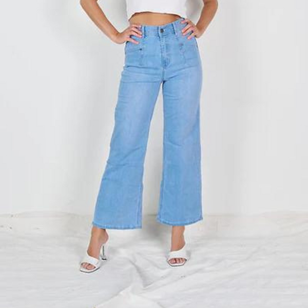 DENIM ~ Wide Leg Sky Blue Denim