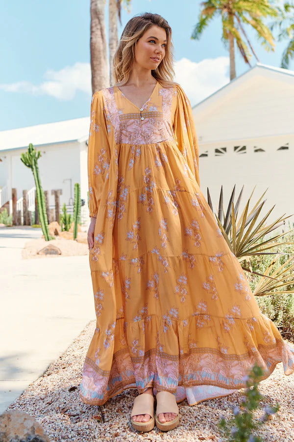 JAASE ~ Mango Paper Crane Print Meadow Maxi Dress