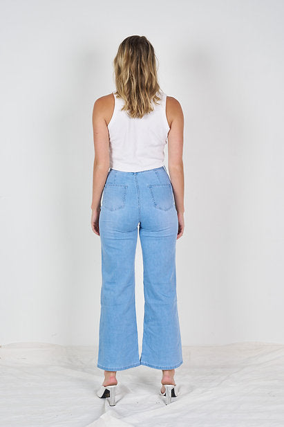 DENIM ~ Wide Leg Sky Blue Denim