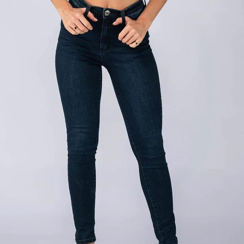 DENIM ~ High Waisted Dark Blue Denim