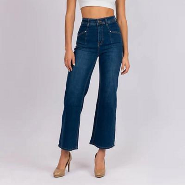 DENIM ~ Wide Leg Dark Blue Denim