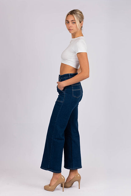 DENIM ~ Wide Leg Dark Blue with centre seam Denim