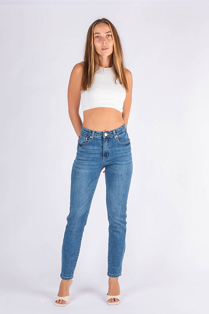 Denim ~ Straight Blue with rose gold button