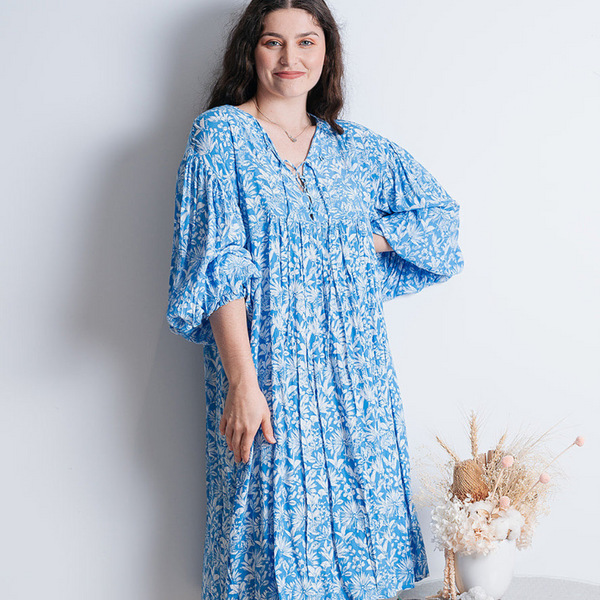 House of Lacuna ~ Sienna Dress in Tropical Blue