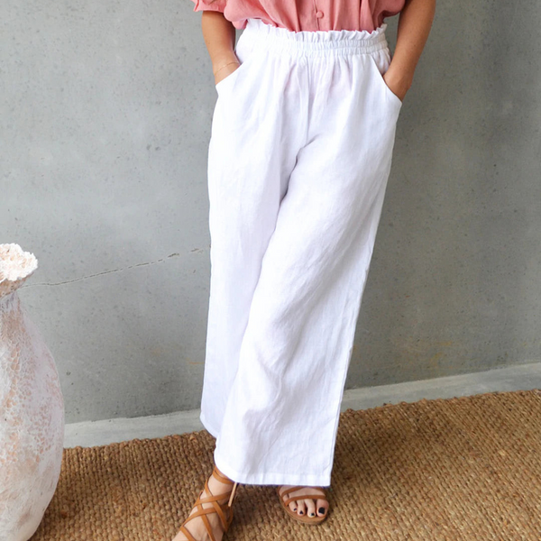 House of Lacuna ~ Pure White Linen Marrakesh Boho Pants