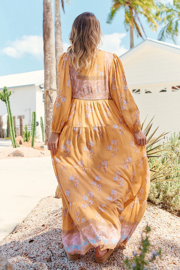 JAASE ~ Mango Paper Crane Print Meadow Maxi Dress