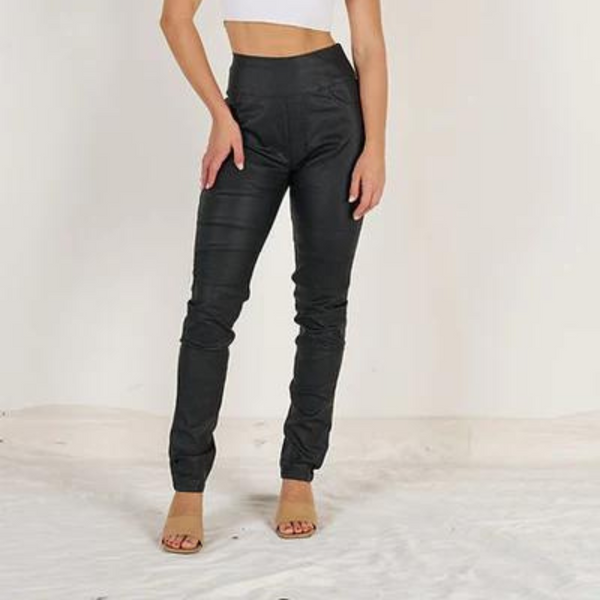 DENIM ~ Pull on Black Wax Tights