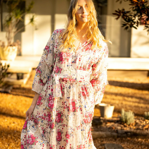 House of Lacuna ~ Ebony Floral Rose Print Cotton Maxi Dress