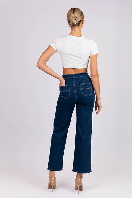 DENIM ~ Wide Leg Dark Blue with centre seam Denim