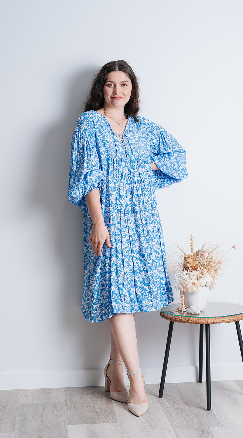 House of Lacuna ~ Sienna Dress in Tropical Blue