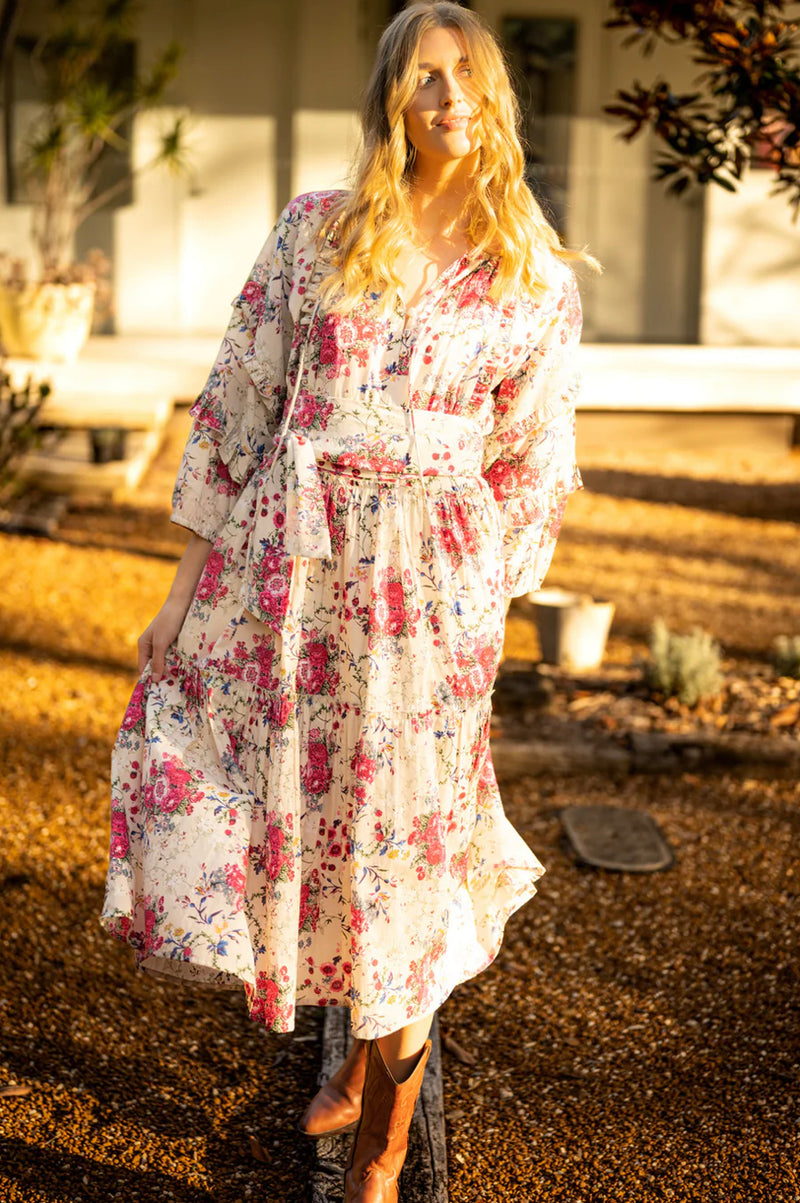 House of Lacuna ~ Ebony Floral Rose Print Cotton Maxi Dress